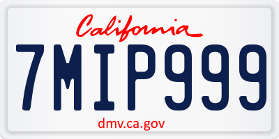 CA license plate 7MIP999