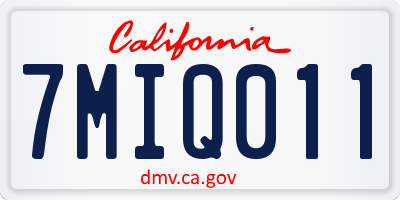 CA license plate 7MIQ011