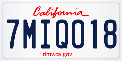 CA license plate 7MIQ018