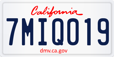 CA license plate 7MIQ019