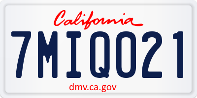 CA license plate 7MIQ021