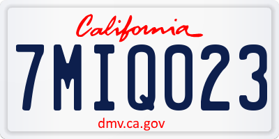 CA license plate 7MIQ023