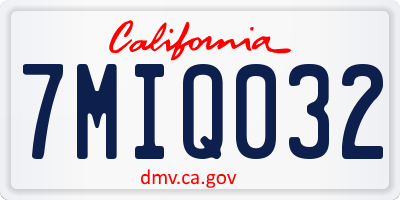 CA license plate 7MIQ032