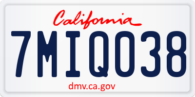 CA license plate 7MIQ038