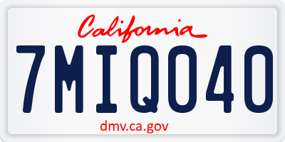 CA license plate 7MIQ040