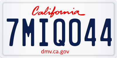 CA license plate 7MIQ044