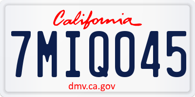 CA license plate 7MIQ045