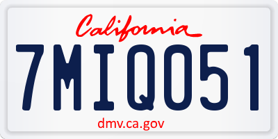 CA license plate 7MIQ051