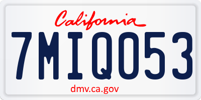 CA license plate 7MIQ053