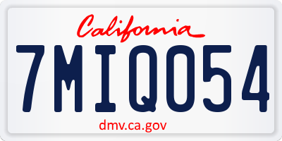 CA license plate 7MIQ054