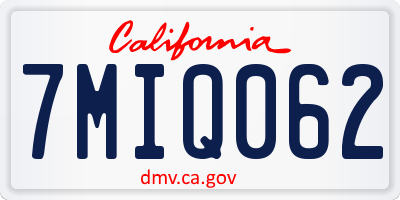 CA license plate 7MIQ062
