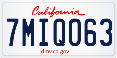 CA license plate 7MIQ063