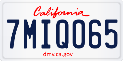 CA license plate 7MIQ065