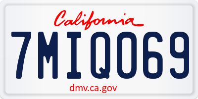 CA license plate 7MIQ069
