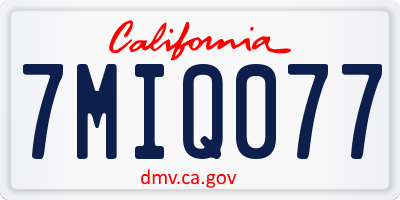 CA license plate 7MIQ077