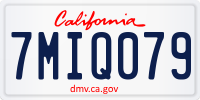 CA license plate 7MIQ079