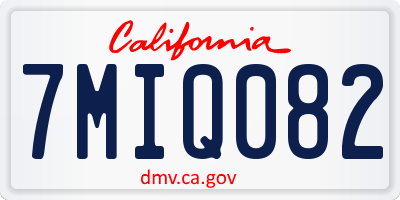 CA license plate 7MIQ082
