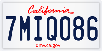 CA license plate 7MIQ086
