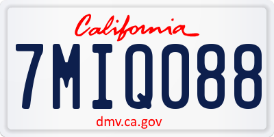 CA license plate 7MIQ088