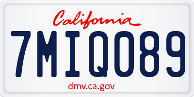 CA license plate 7MIQ089