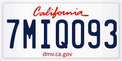 CA license plate 7MIQ093