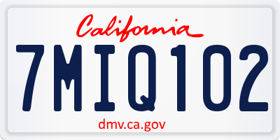 CA license plate 7MIQ102