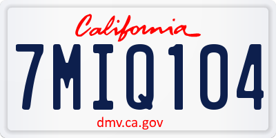 CA license plate 7MIQ104