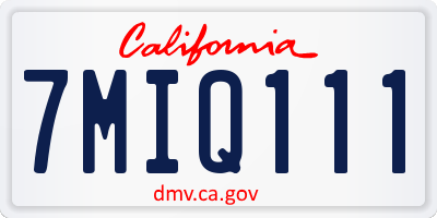 CA license plate 7MIQ111