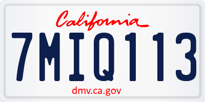 CA license plate 7MIQ113