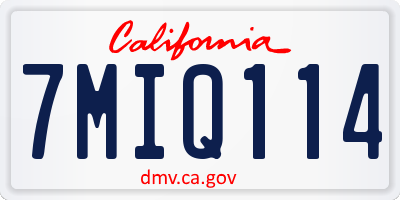 CA license plate 7MIQ114