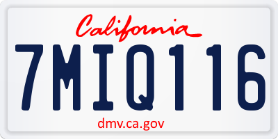 CA license plate 7MIQ116