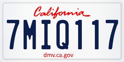 CA license plate 7MIQ117