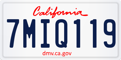 CA license plate 7MIQ119