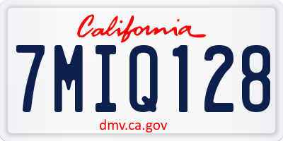 CA license plate 7MIQ128
