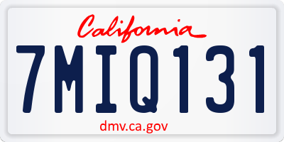 CA license plate 7MIQ131