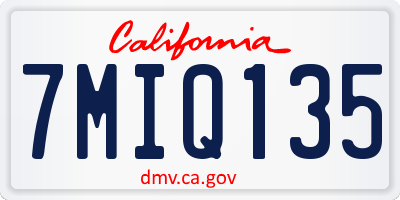 CA license plate 7MIQ135