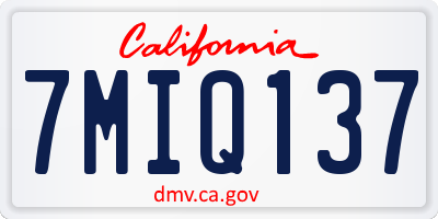 CA license plate 7MIQ137