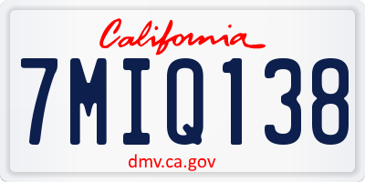 CA license plate 7MIQ138