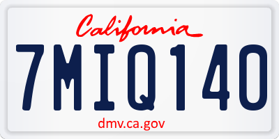 CA license plate 7MIQ140