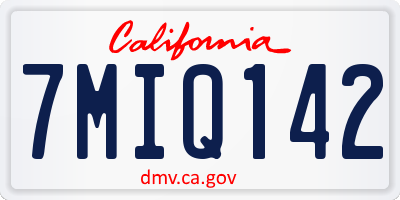 CA license plate 7MIQ142