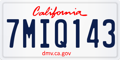 CA license plate 7MIQ143