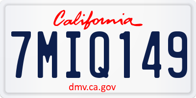 CA license plate 7MIQ149