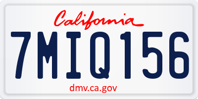 CA license plate 7MIQ156