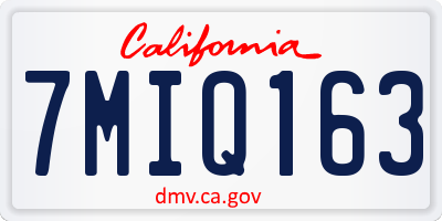 CA license plate 7MIQ163