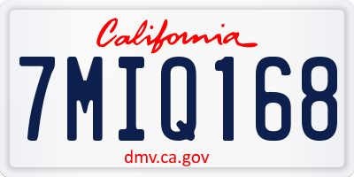 CA license plate 7MIQ168