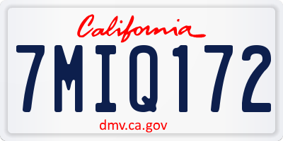 CA license plate 7MIQ172