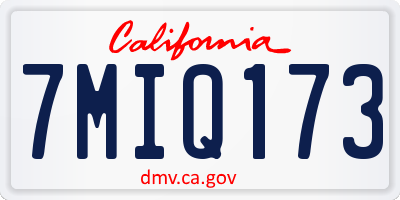 CA license plate 7MIQ173
