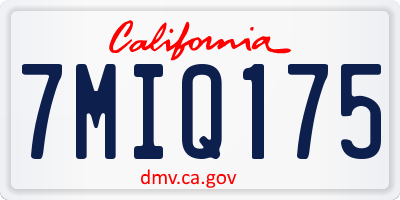 CA license plate 7MIQ175