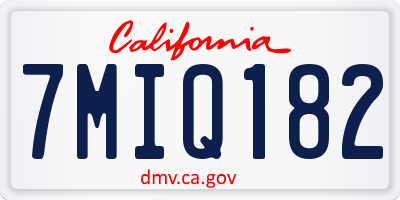 CA license plate 7MIQ182