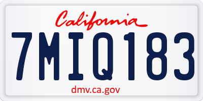 CA license plate 7MIQ183
